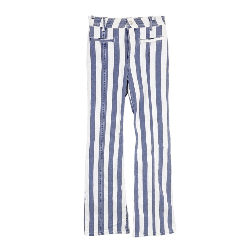Free People We The Free Firecracker Flare Jeans Stripe Red Star Blue White 25 - Picture 2 of 11
